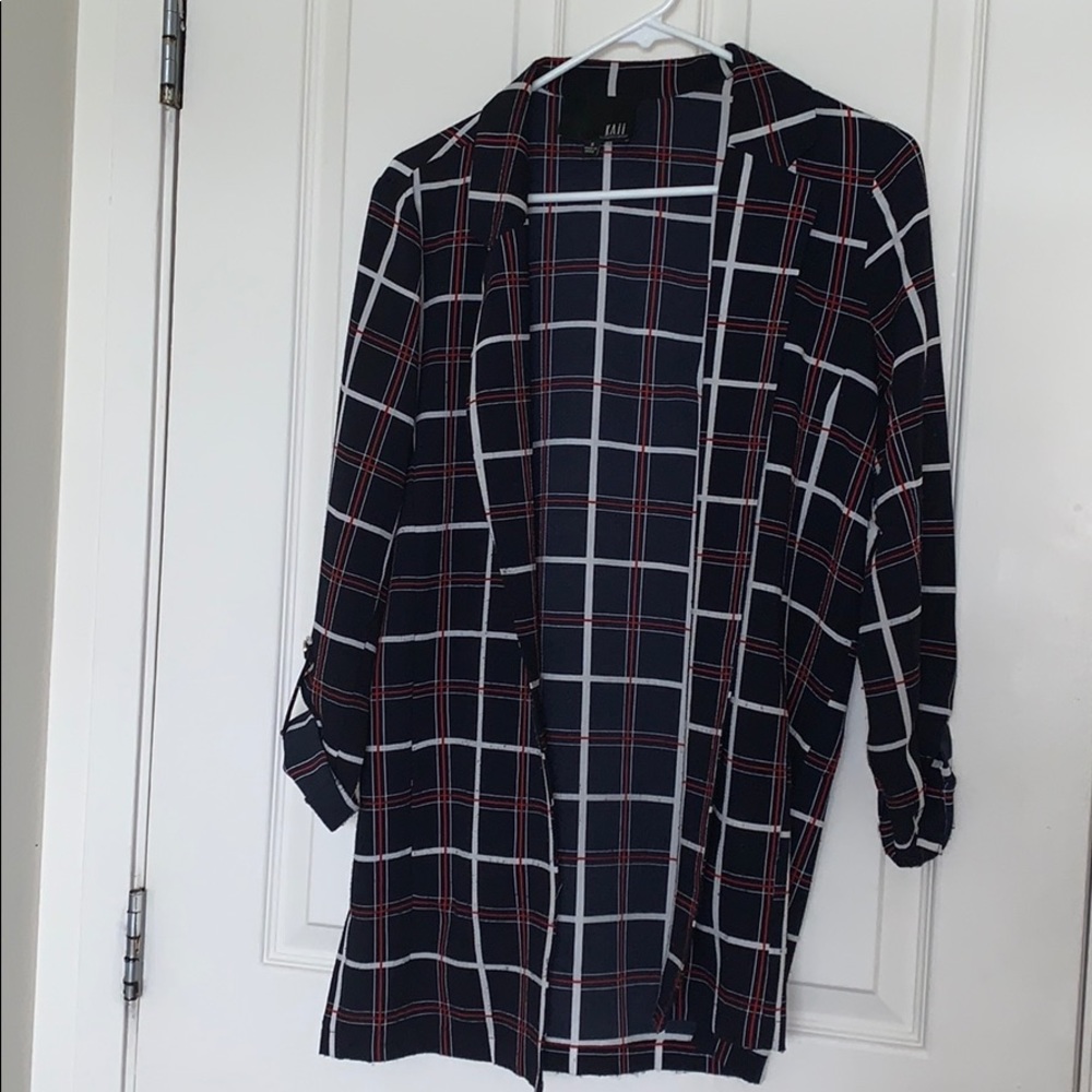 Plaid print blazer/duster